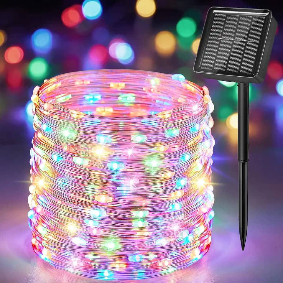 Solar String Lights for Outside, 33Ft 100 LED Solar Fairy Lights Multicolor