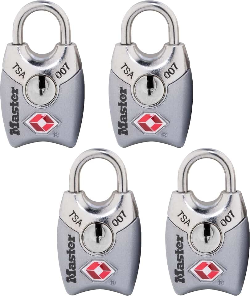Master Lock 4689Q TSA Approved Luggage Lock, 4 Pack, Colors May Vary