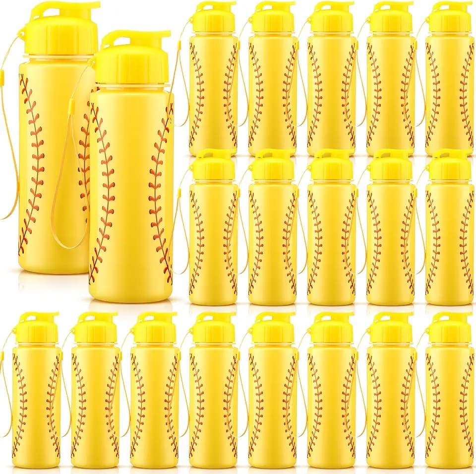 Mifoci 20 Pcs Sports Water Bottle Bulk, Softball, Red and Yellow
