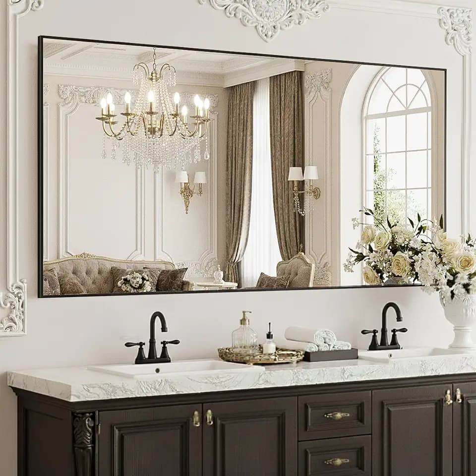 FICTOR Bathroom Vanity Mirror for Over Sink, 60" x 36", Black