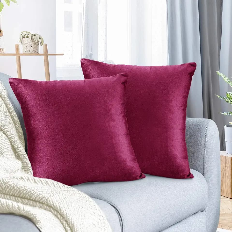 Nestl Throw Euro Pillow Covers, Cozy Velvet Decorative Pillow Covers 26 x 26 Inches, Soft Solid Couch Pillow Case for Sofa, Bed and Car, Set of 2 - Magenta