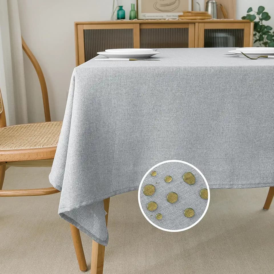 NLMUVW Ligt Grey Linen Tablecloth 54 x 54 Inch, Small Square Table Cloth Water Resistant Textured for Kitchen Dining Party Cafe