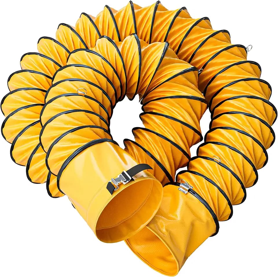 Hon&Guan 12 Inch Heavy‑Duty PVC Flexible Duct 25FT for Utility Blower Fan