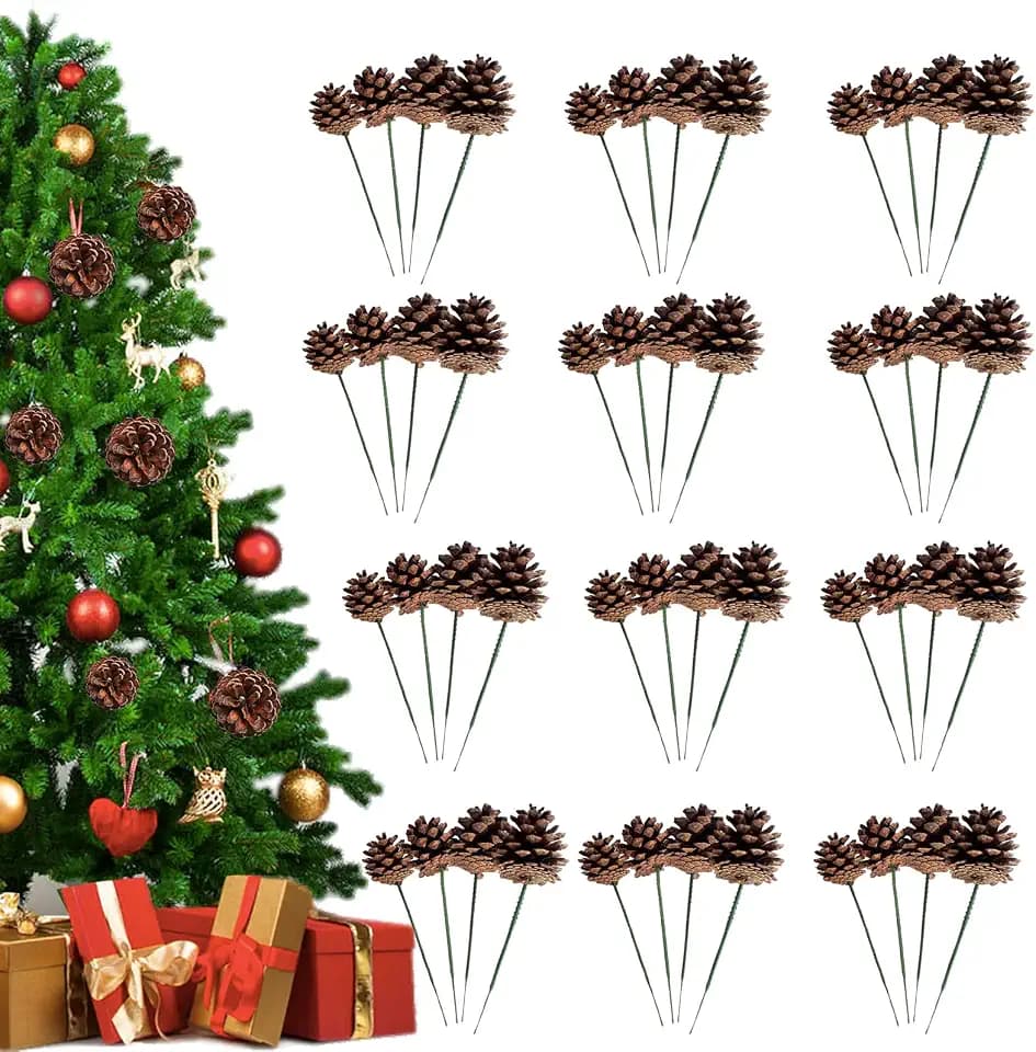 48 Pieces Christmas Natural Pine Cones Rustic Natural Pine Cone Craft