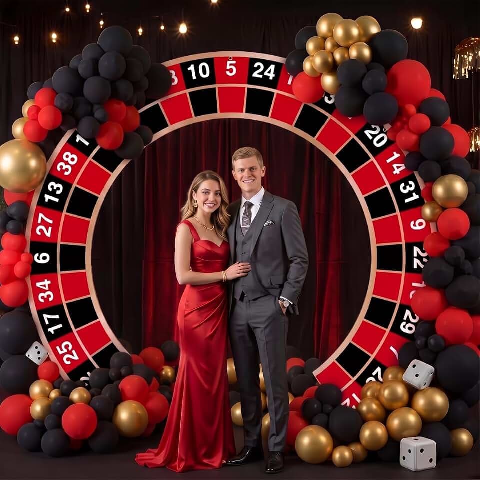 Moukeren Large Casino Party Decoration Roulette Wheel Party Arch, 78.74 in