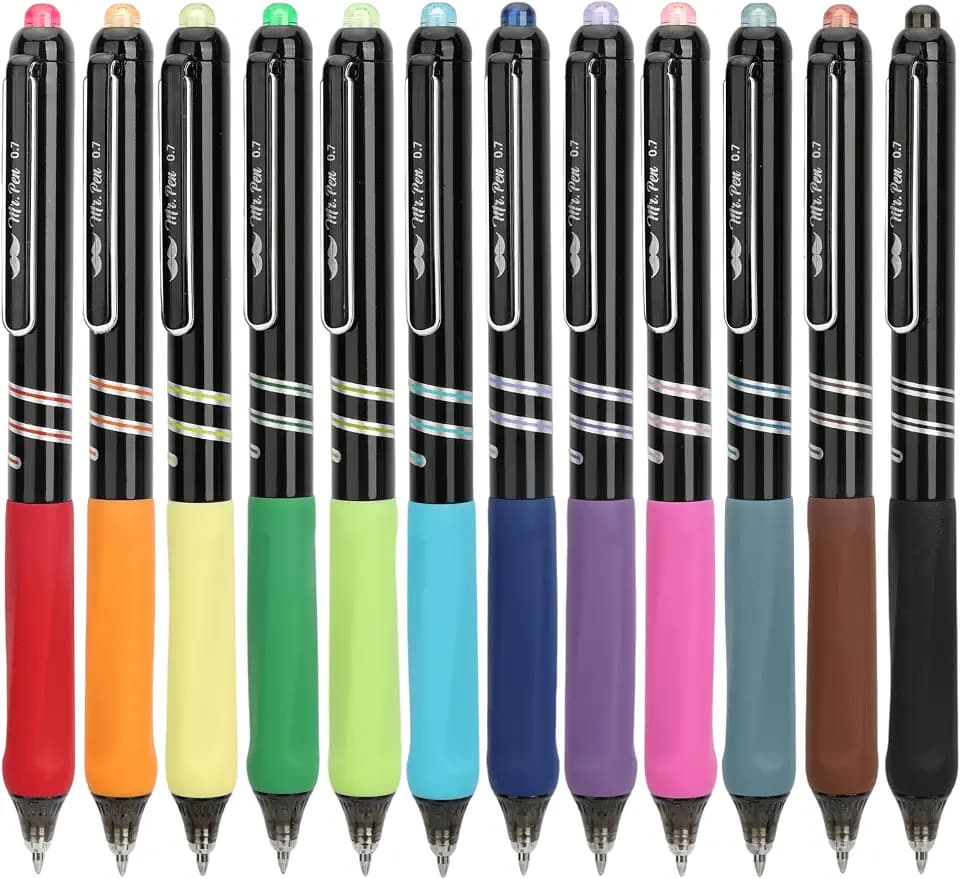 Mr. Pen- Retractable Gel Pens, 12 Pack, 0.7mm Fine Point, Colorful Ink, Fast-Dry & Smooth Writing Pens for Note-Taking, Journaling, Office, School & Everyday Use