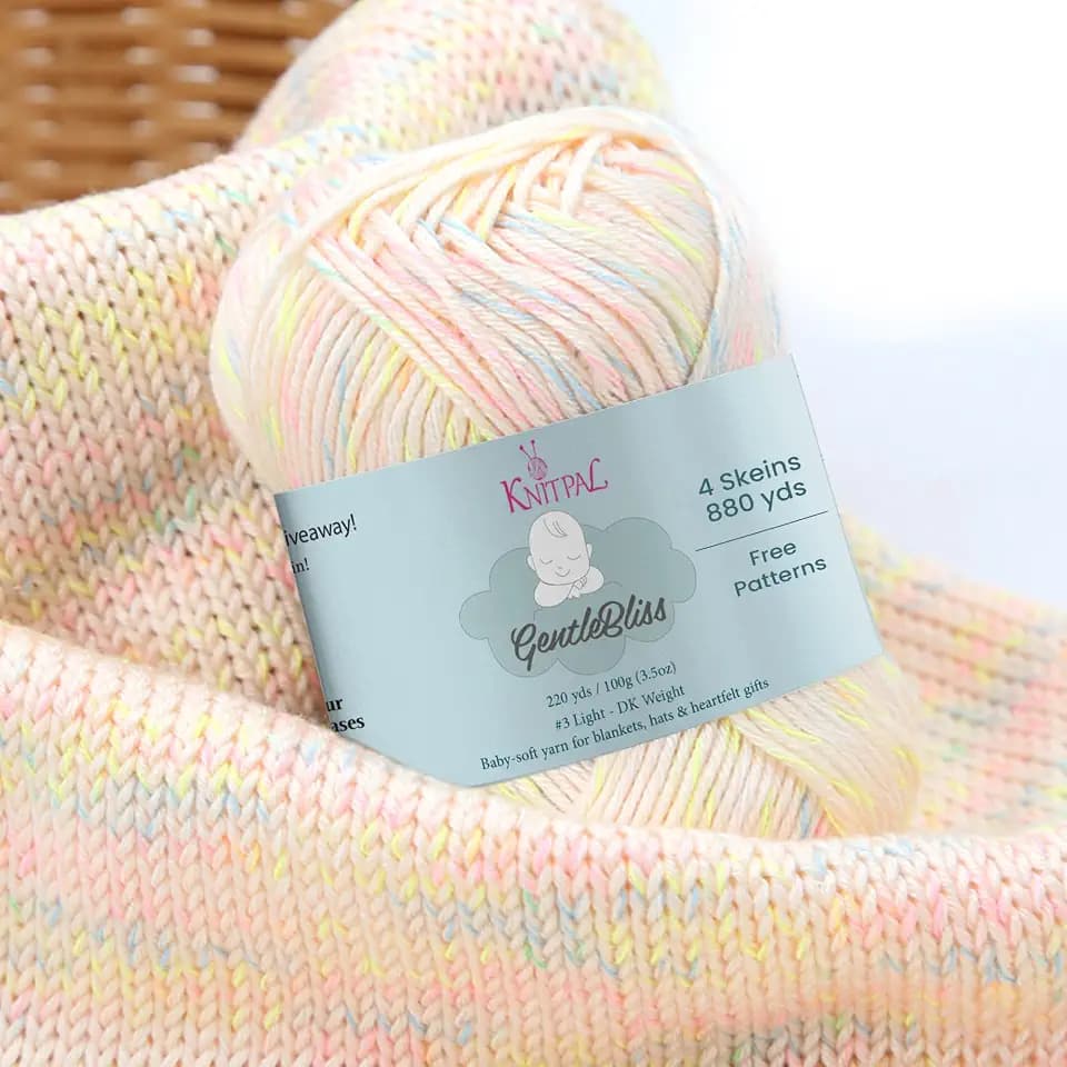 GentleBliss DK Acrylic Soft Baby Yarn, 4-Pack (880Yds/400G), Rainbow Cream