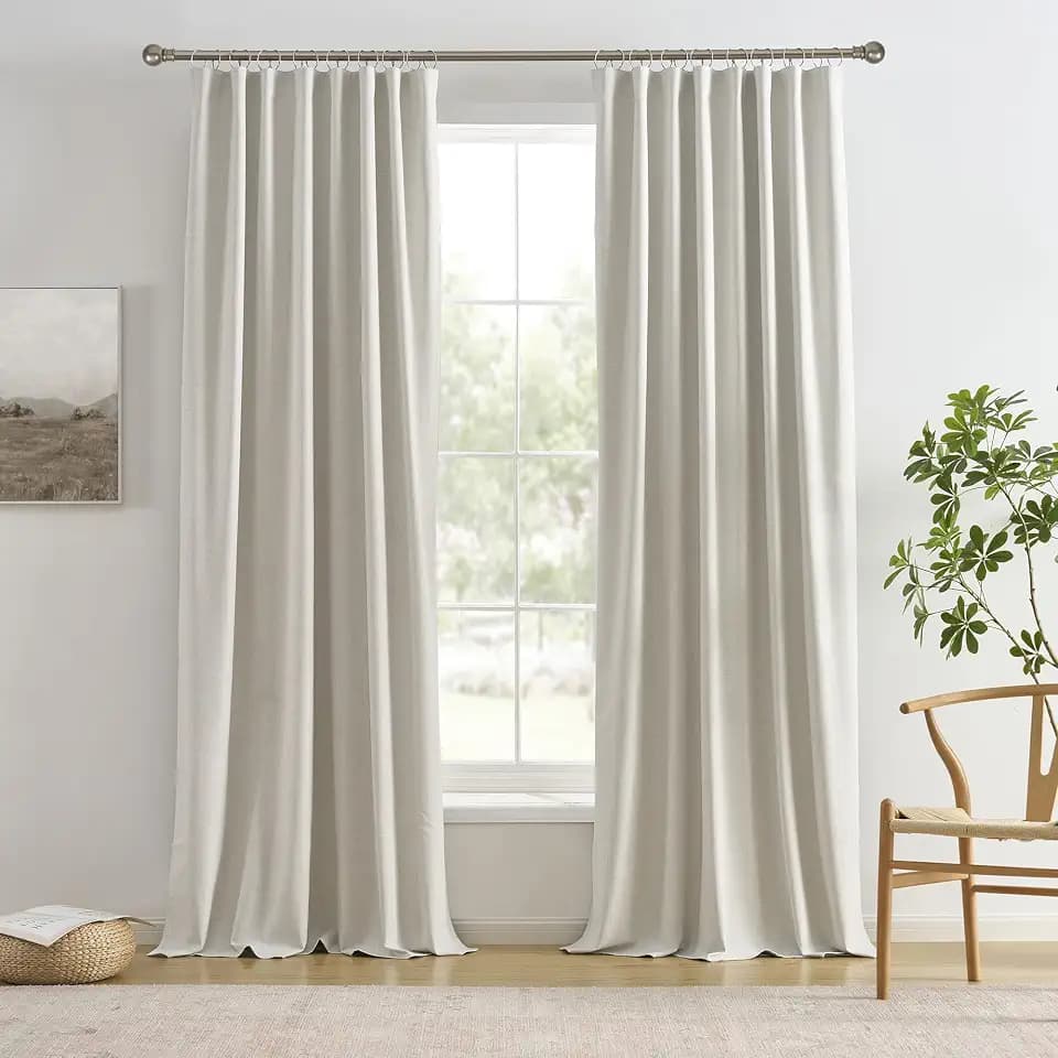 RAIN CITY Natural Birch Blackout Curtains 102 Inch Long 2 Panels Set 50x102
