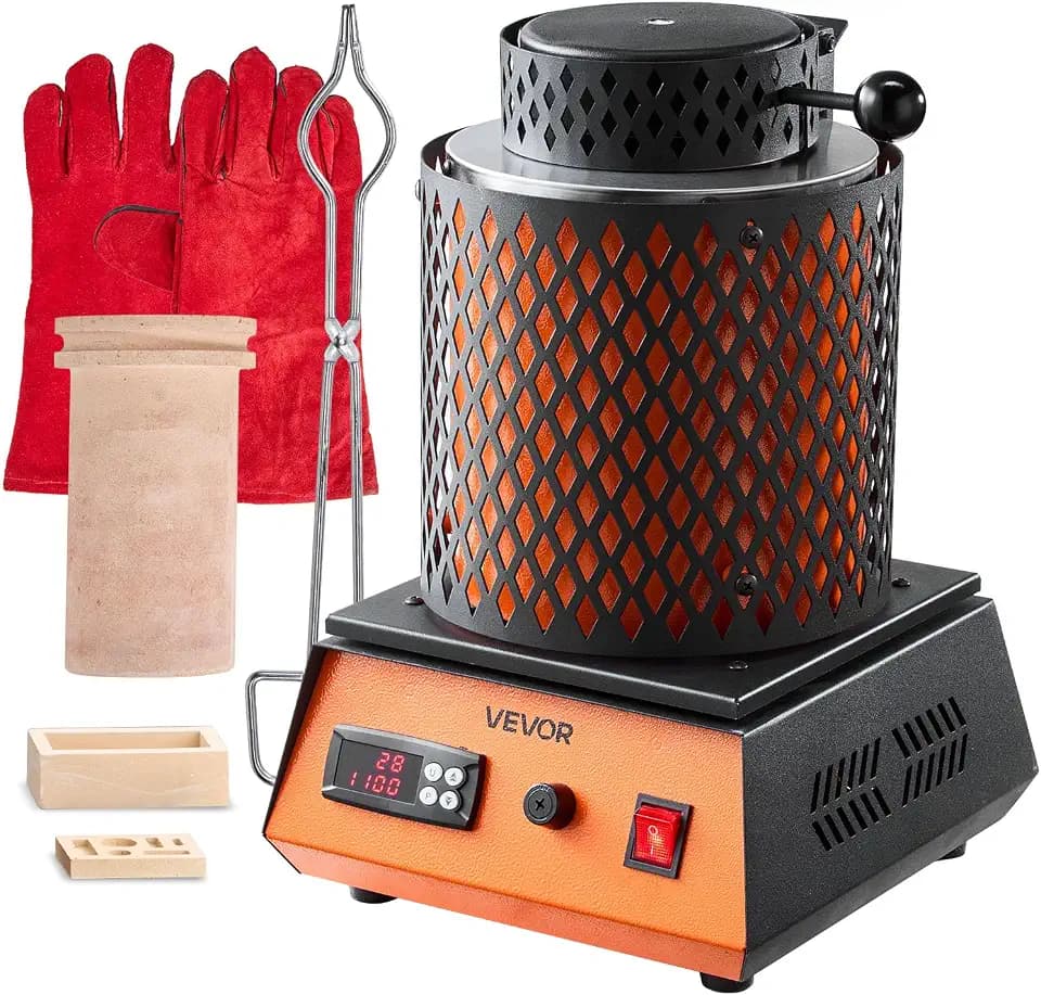 VEVOR Electric Melting Furnace, 5kg Electric Metal Smelter Foundry, 1350W 2102℉/1150℃ Smelting Furnace Kit for Gold/Silver Jewelry & Copper/Aluminum Casting