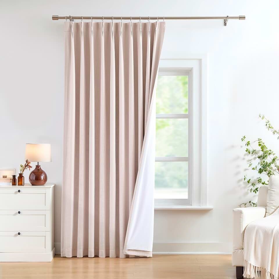 Central Park Pink Pinch Pleat Blackout Curtain Panel with Hook, 60"Wx95"Lx1