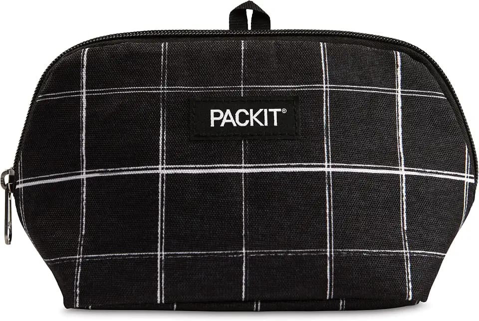 PackIt Freezable Snack Bag, Black Grid