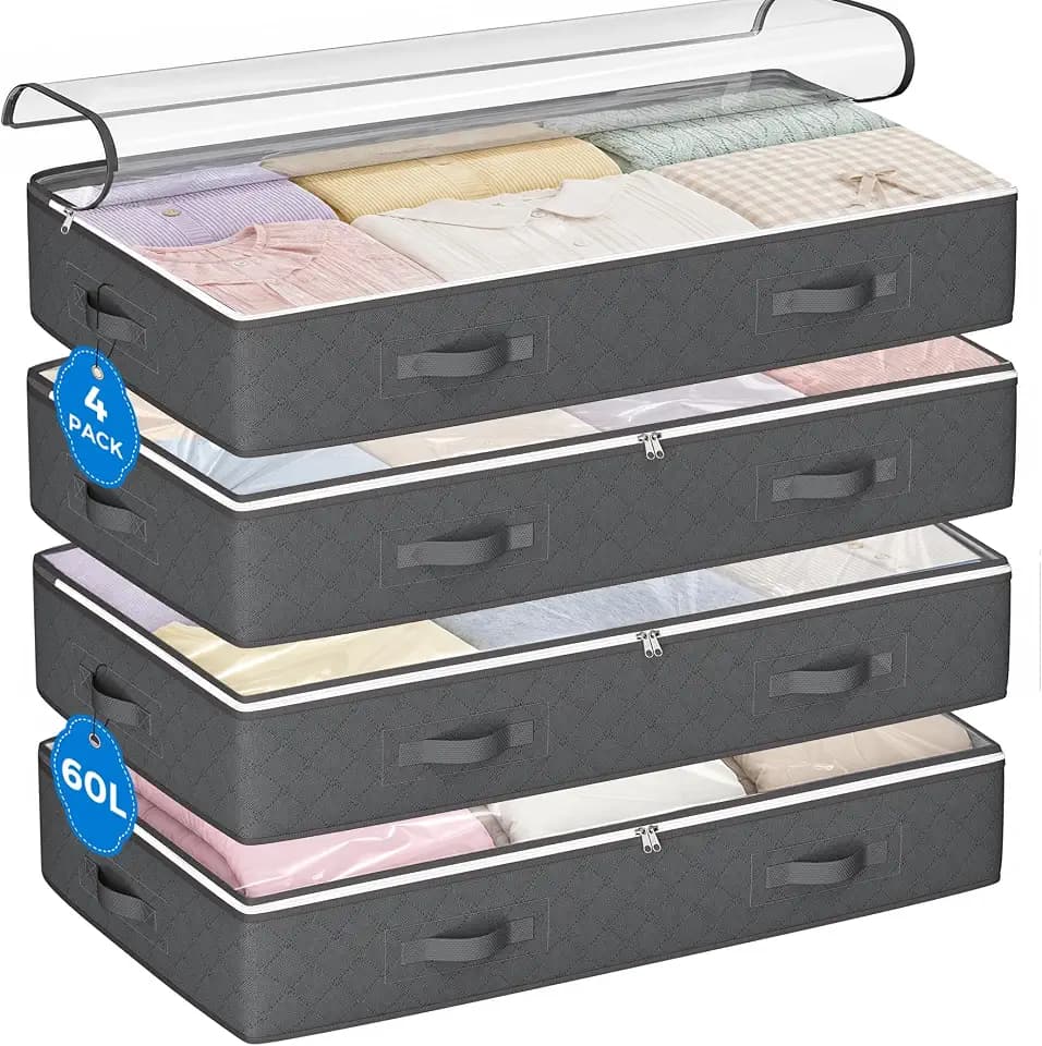 Budding Joy Under Bed Storage Containers, Storage Bins with Clear Lids