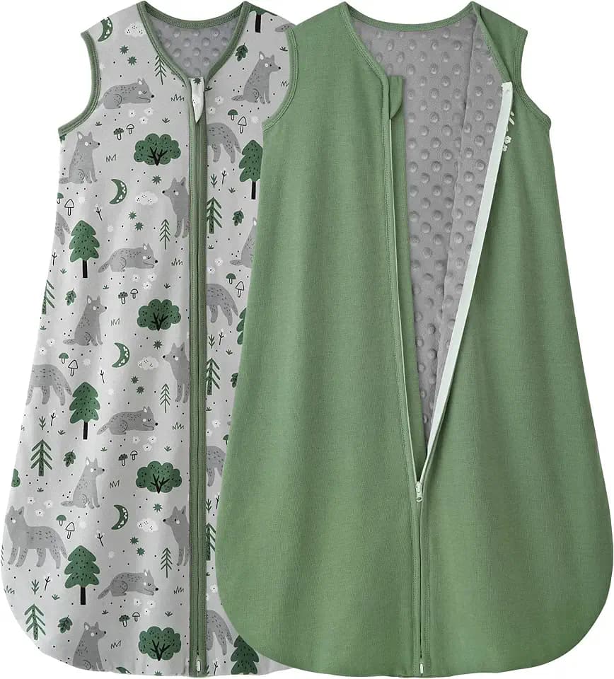 Yoofoss Baby Sleep Sack 18-24 Months TOG 1.5 with Plush Dots Lining 2 Pack