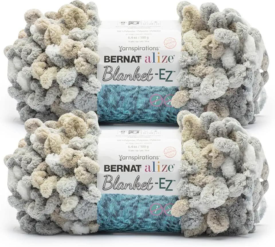Bernat Alize Blanket-EZ Chunky Yarn for Hand Knitting, Sandbox 2-Pack