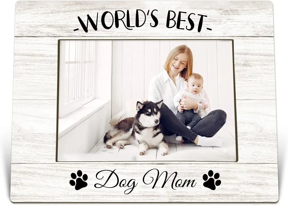 Worlds Best Dog Mom Picture Photo Frame Gifts for Women Christmas Birthday Mothers Day, Unique Pet Dog Lovers Owner Groomer Mother Gifts Picture, I Love My Dogs Photo Frames for 4x6 Photos