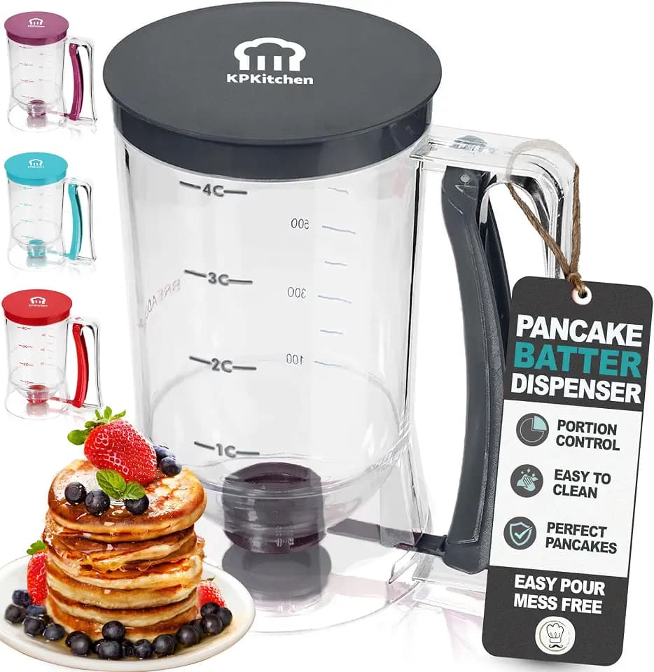 Pancake Batter Dispenser, Squeeze Handle for Pancakes, Waffles & Cupcakes