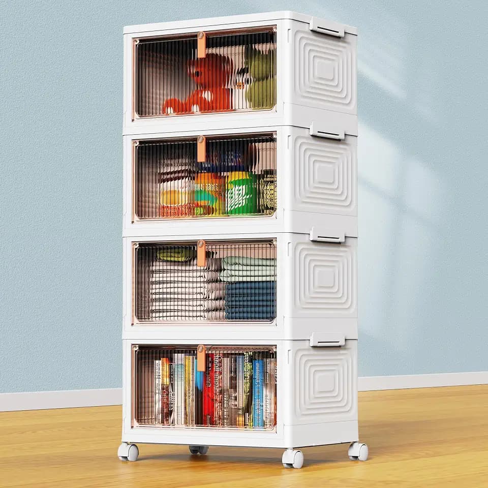 YFXCVSL 4 Tier Plastic Storage Bins with Lid 23.5QT, Stackable Storage Bins