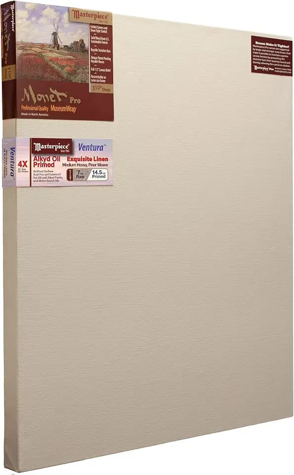 Masterpiece ZSMV-2040 Monet Pro 1.5" Deep Linen 11.3oz - Ventura - Alkyd Oil Primed Stretched Artist Canvas 20" x 40" 3 Pack