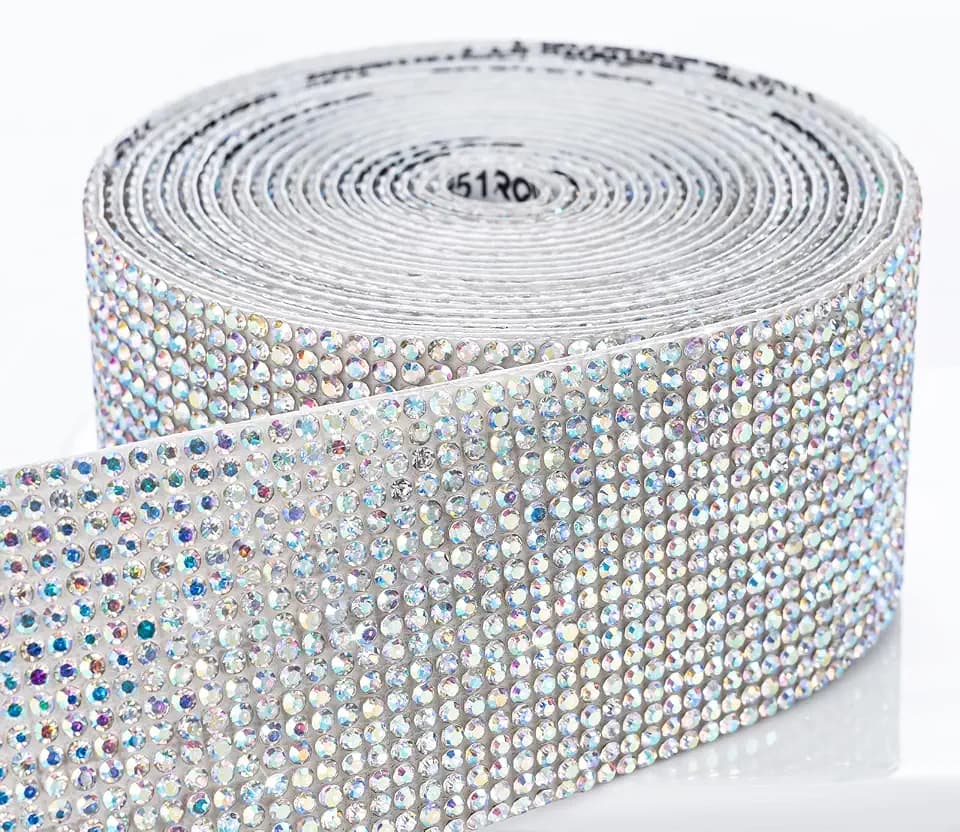 Novani AB Self Adhesive Rhinestone Ribbon, 1.53" Wide 3 Yards