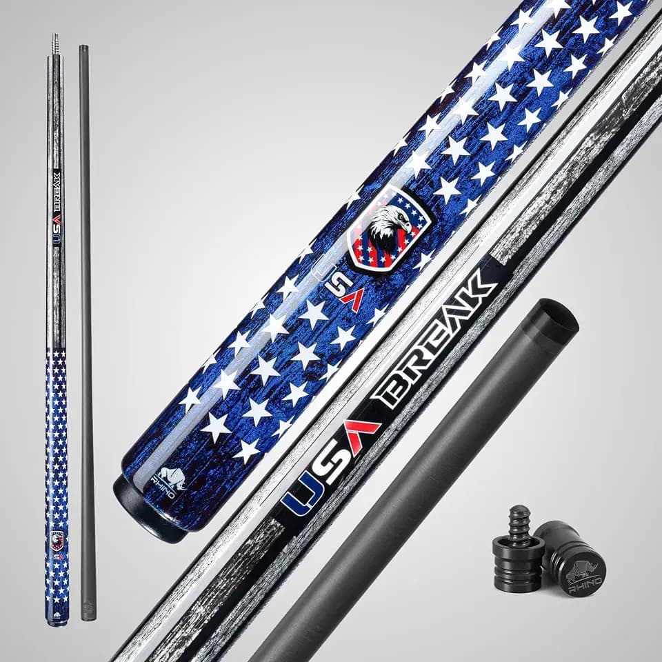 RHINO Voyager Series, Premium Carbon Fiber Shaft and Composite Butt, Low Deflection Shaft, Professional Cue Sticks
