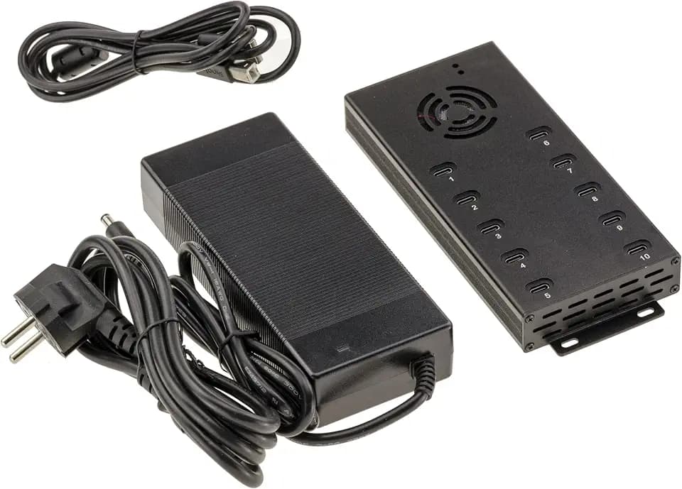 KALEA-INFORMATIQUE Industrielle Ladestation aus Metall 10 USB-Anschlüsse Typ C Maximale Leistung 120 W, 5-V-Stromversorgung 2,1 A pro Anschluss