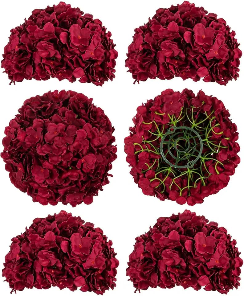 BLOSMON Hydrangea Artificial Flowers Ball Centerpieces for Wedding, 6 Pcs