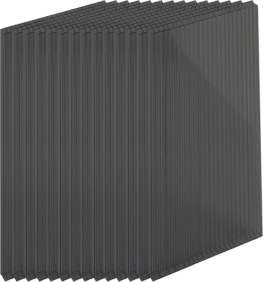 Relaxdays Doppelstegplatten 14er Set, Hohlkammerplatten 4mm, für Gewächshaus, HB: 121x60,5 cm, Polycarbonat, anthrazit