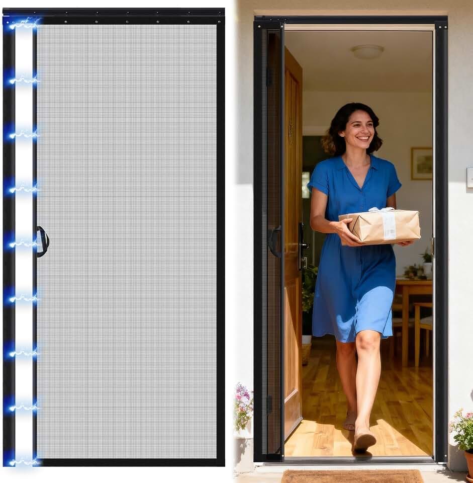 Beeveer Retractable Screen Door with Sliding Track Fits Door Size 36" x 82"