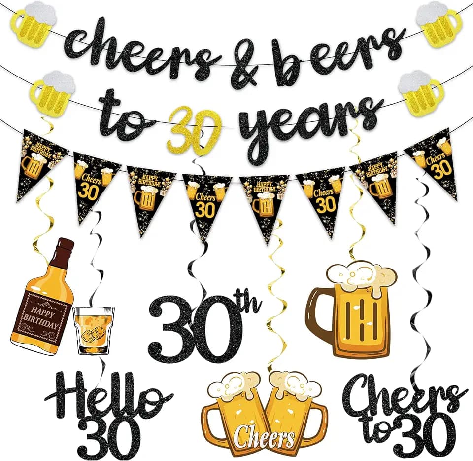 Black Gold Dirty 30th Birthday Decorations for Him Men