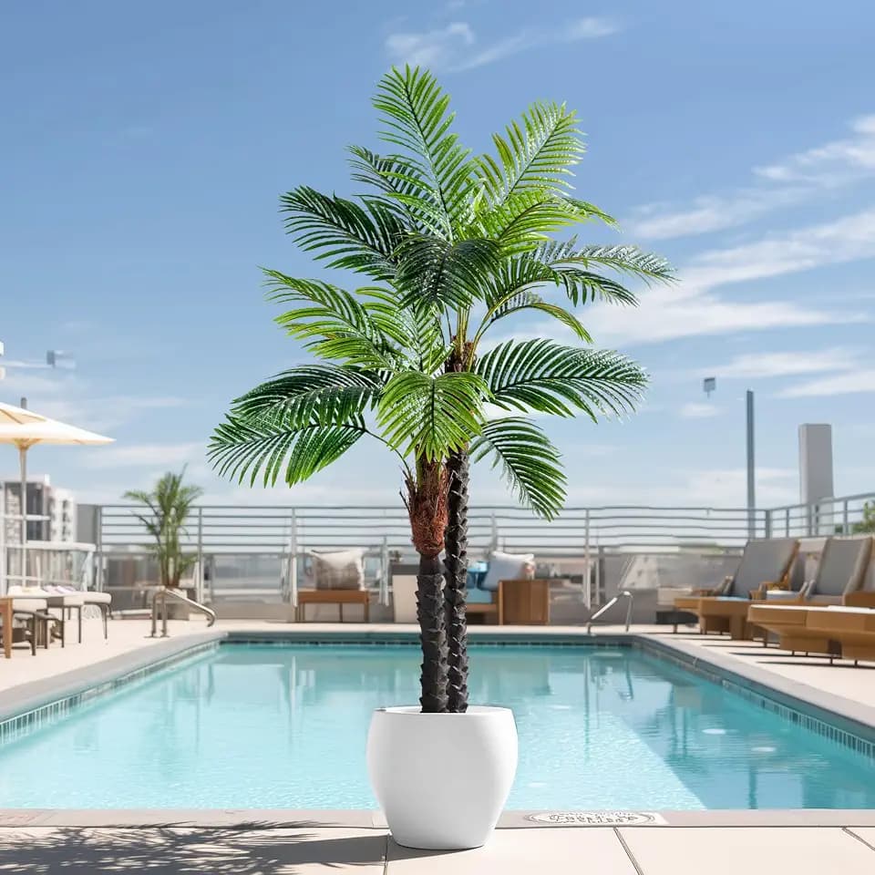 Erimda 6.2FT Artificial Phoenix Palm Tree Artificial Plants Indoor Outdoor Large Faux Coconut Silk Palm Tree Tropical Fake Tree Faux Sago Palm Plant for Modern Farmhouse Yard Outside Patio Poolside