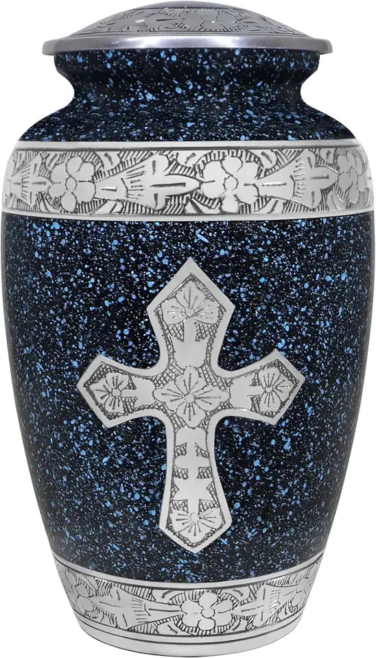 NANIURN Burial Urns for Human Ashes Adult Man, Black Marble Cremation Urn