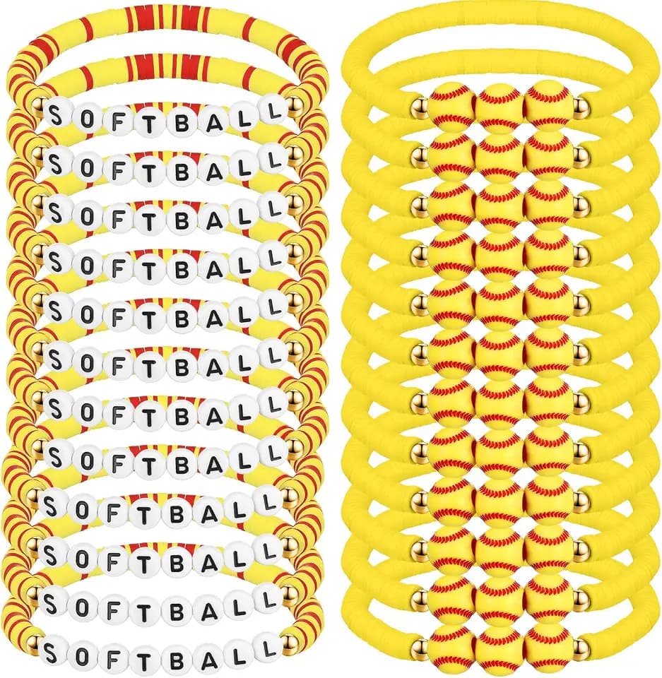 Huquary 24 Pcs Beaded Bracelets Bulk Sports Party Favor