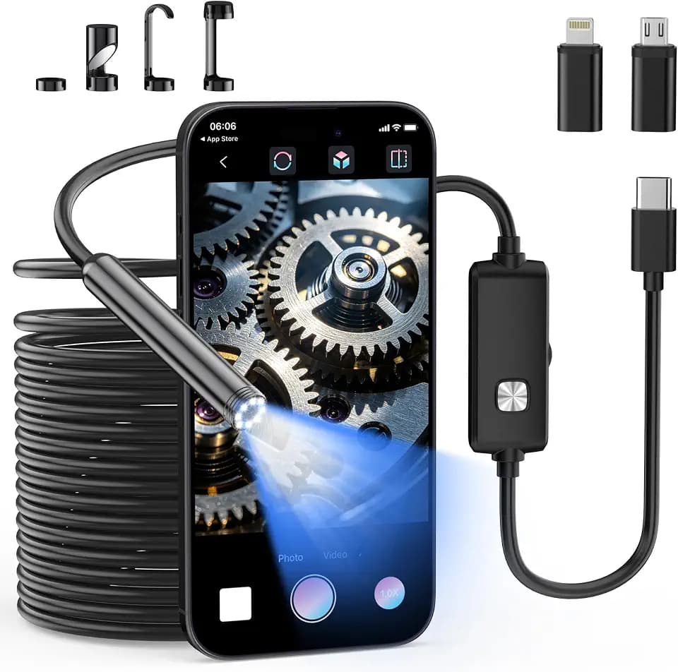 Endoscope Camera with Light, 1920P HD Borescope Inspection Camera