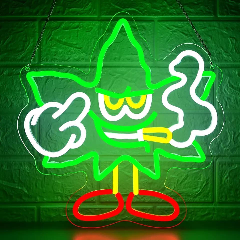 Weed Neon Sign for Wall Decor Smoker LED Light for Man Cave
