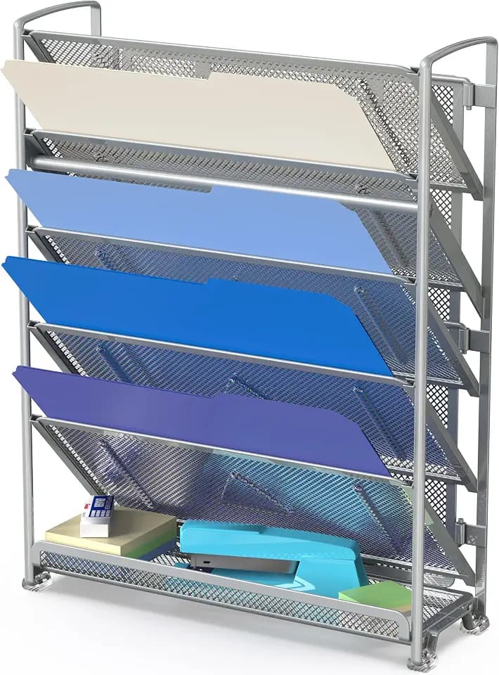Simple Houseware 6-Tier Wall Mount Document Letter Tray Organizer, Silver