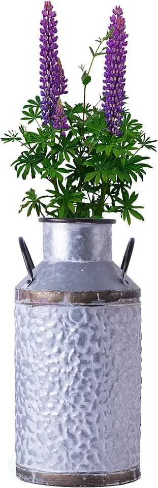 Vintiquewise Rustic Farmhouse Style Galvanized Metal Milk Can Indoor Outdoor Decoration – Multi-Purpose Planter or Vase, Large