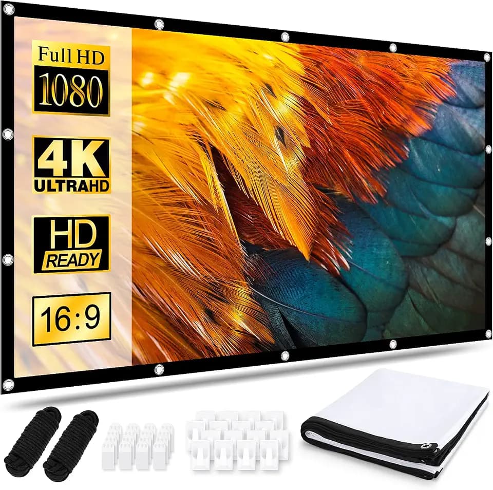 Osoeri Leinwand Beamer 120 Zoll, 16:9 HD Faltbarer Beamer Leinwand, Anti-Falten Doppelseitige Projector Screen 265x149cm, Tragbarer Projektor Leinwände für Zuhause, Schule, Treffen