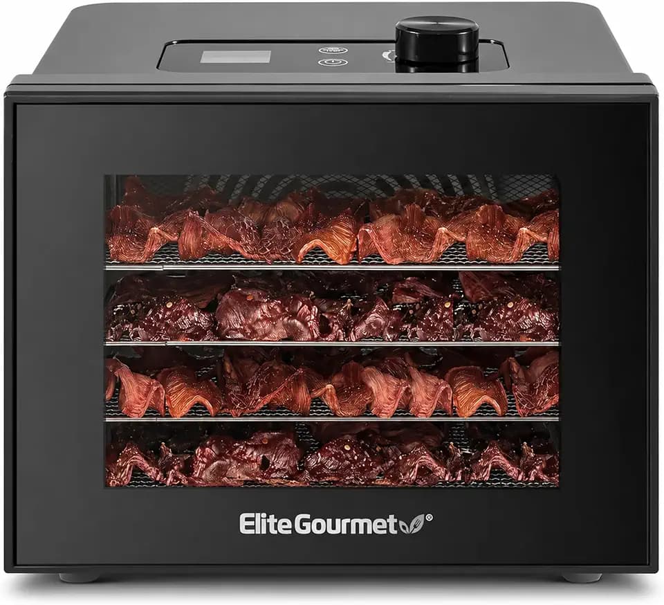 Elite Gourmet Food Dehydrator, Stainless Steel Trays, Adjustable Temp