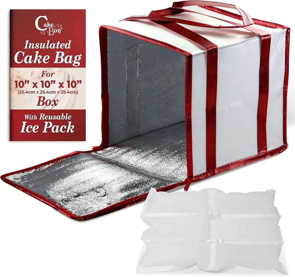 Cakebon 10" Insulated Cake Bag with Ice Pack Cooler Carrier 1Pack
