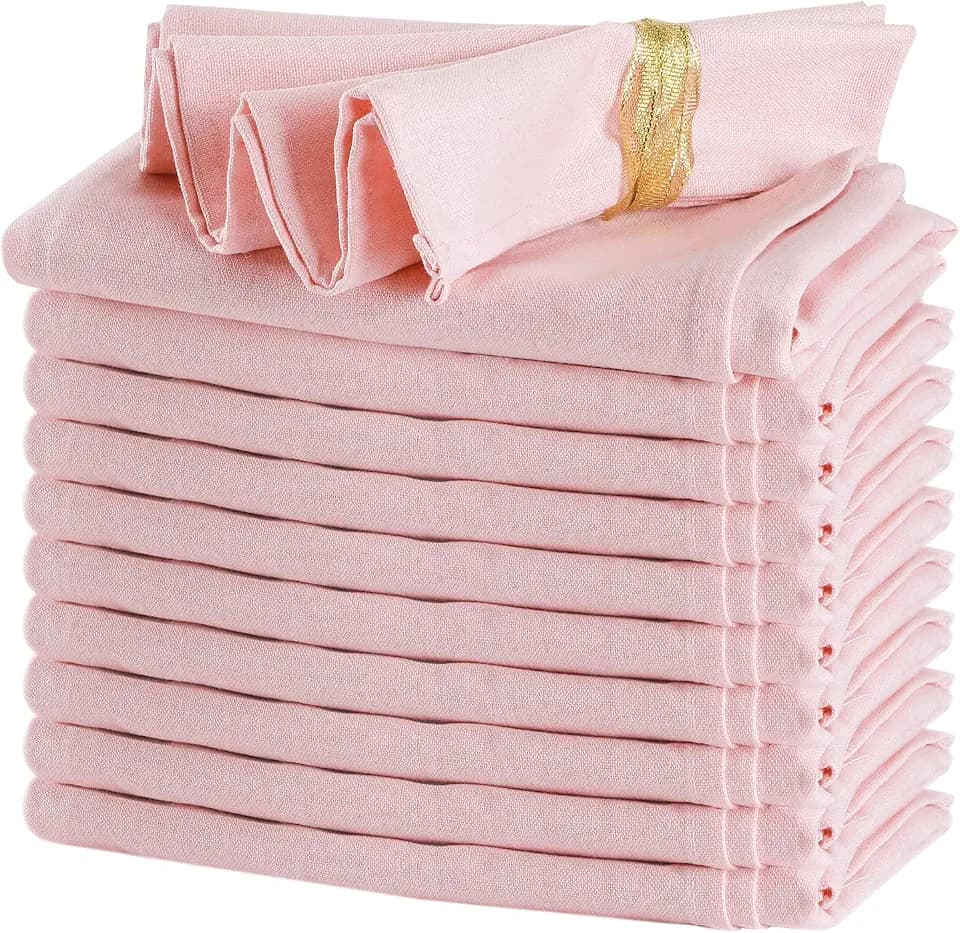 Mixweer Set of 40 Linen Cloth Napkins Bulk Reusable Napkin(Pink)