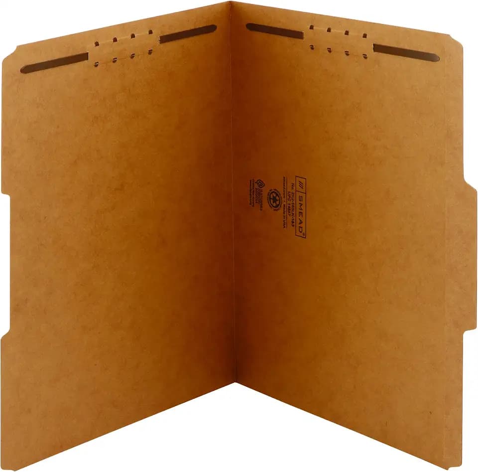 Smead Fastener File Folder, 2 Fasteners, Reinforced 1/3-Cut Tab, Letter Size, Kraft, 21 per Box (14839)