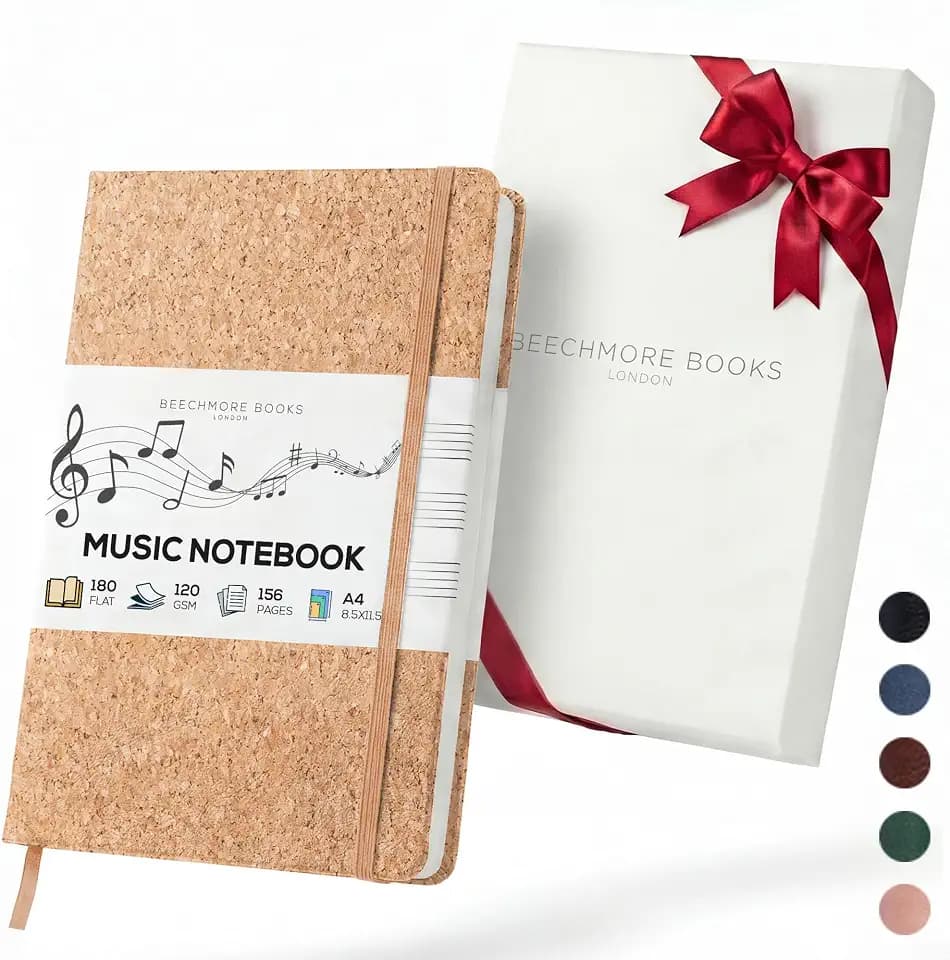 BEECHMORE BOOKS A4 Music Manuscript Paper Notebook A4 120 GSM with Gift Box