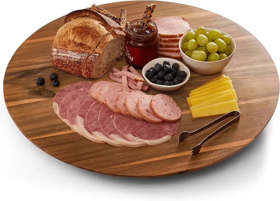 TIDITA 21" Acacia Wood Lazy Susan for Table Top, Swivel Charcuterie Board