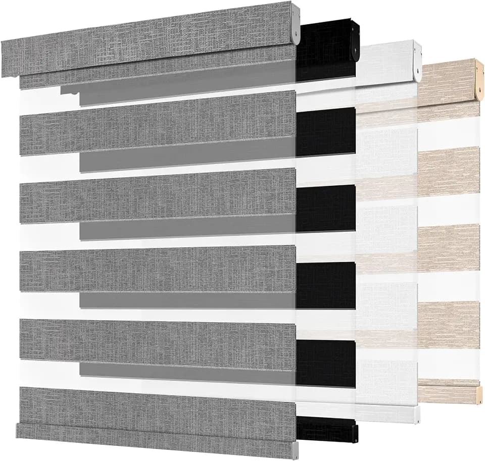 Cordless Zebra Blinds for Windows Gray 21" W x 72" H