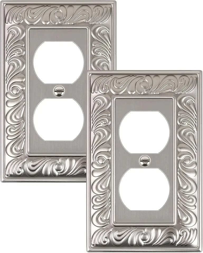 2-Pack Paisley Pattern Duplex Outlet Cover Plate,Metal Switch Plates