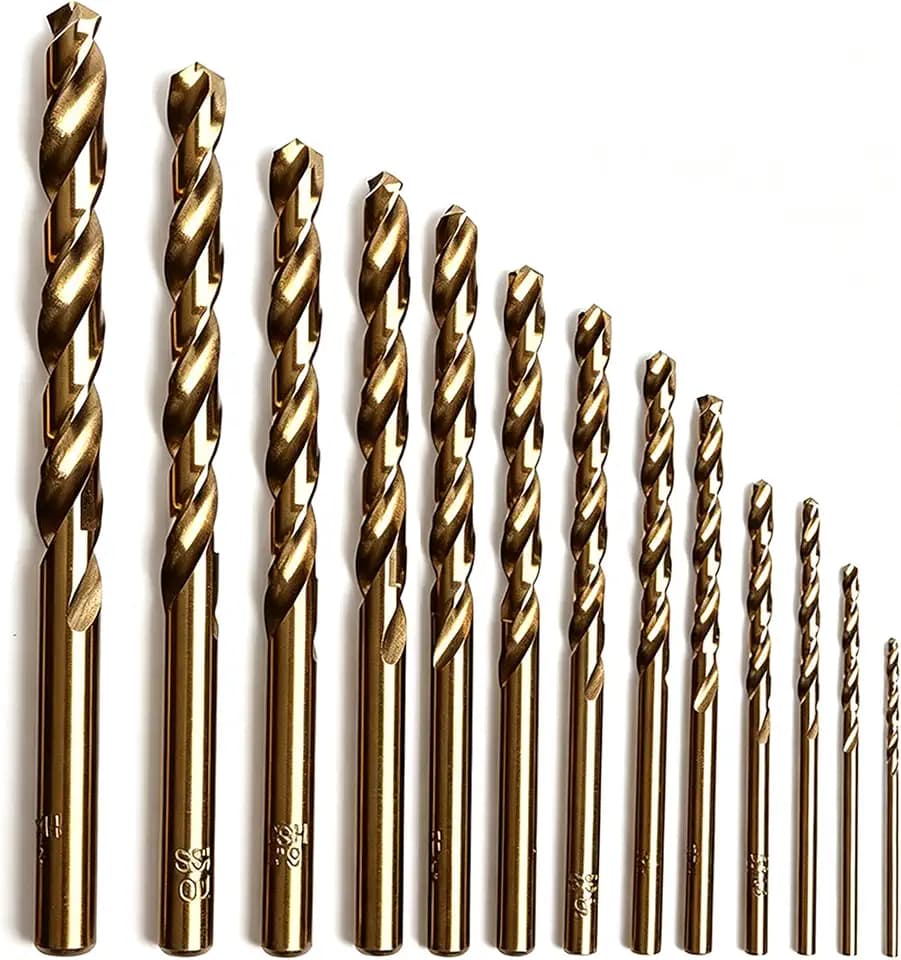 Cobalt Drill Bit Set, 1/16" to 13/64" M35 Jobber Length Twist Drill Bits