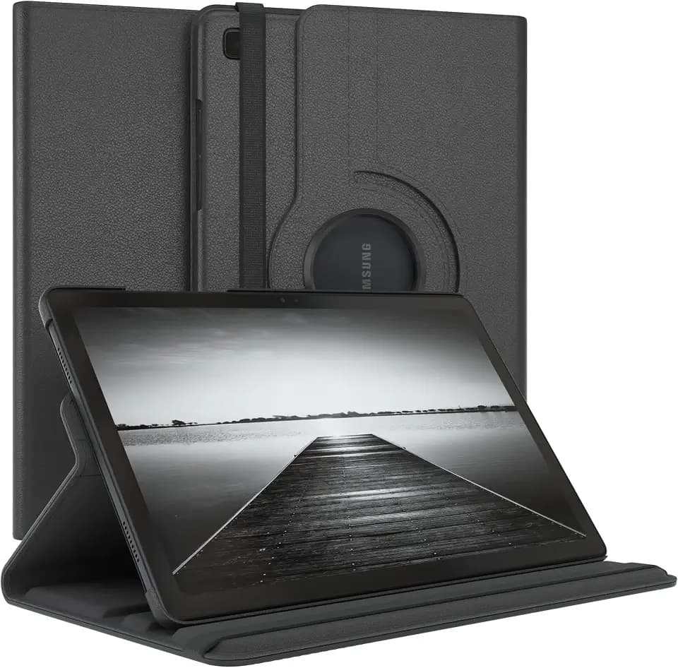 EAZY CASE - Tablet Hülle für Samsung Galaxy Tab A7 Schutzhülle 10.4 Zoll Smart Cover Tablet Case Rotationcase zum Aufstellen Klapphülle 360° drehbar mit Standfunktion Tasche Kunstleder Schwarz