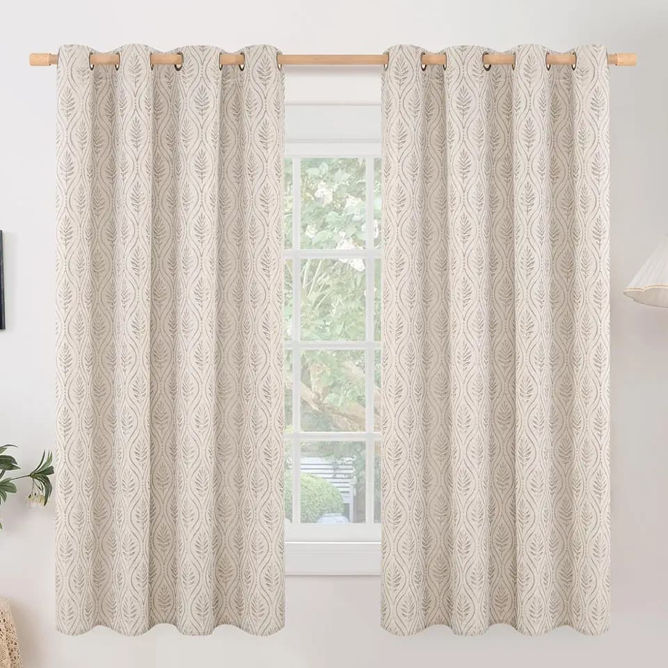 BGment Camel Linen Curtains 63 Inches Long for Bedroom - 2 Panels