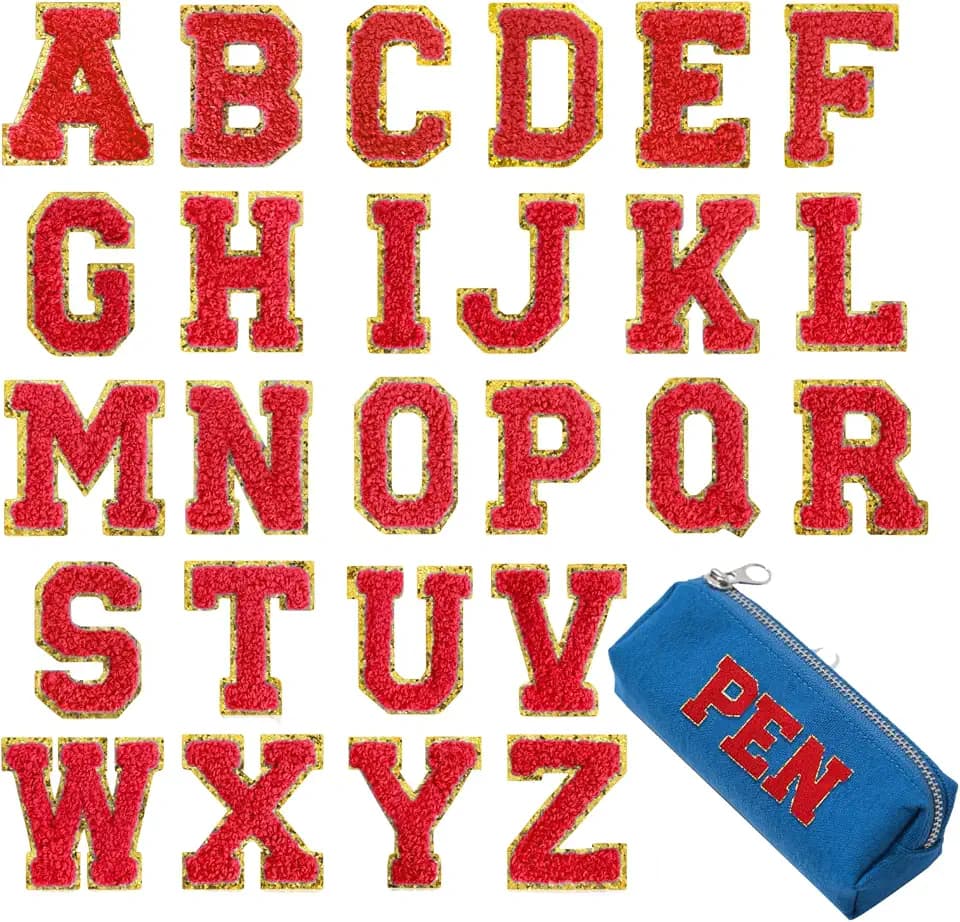 Chenille Letter Patches 26Pcs Self Adhesive Stickers for Clothes Backpacks