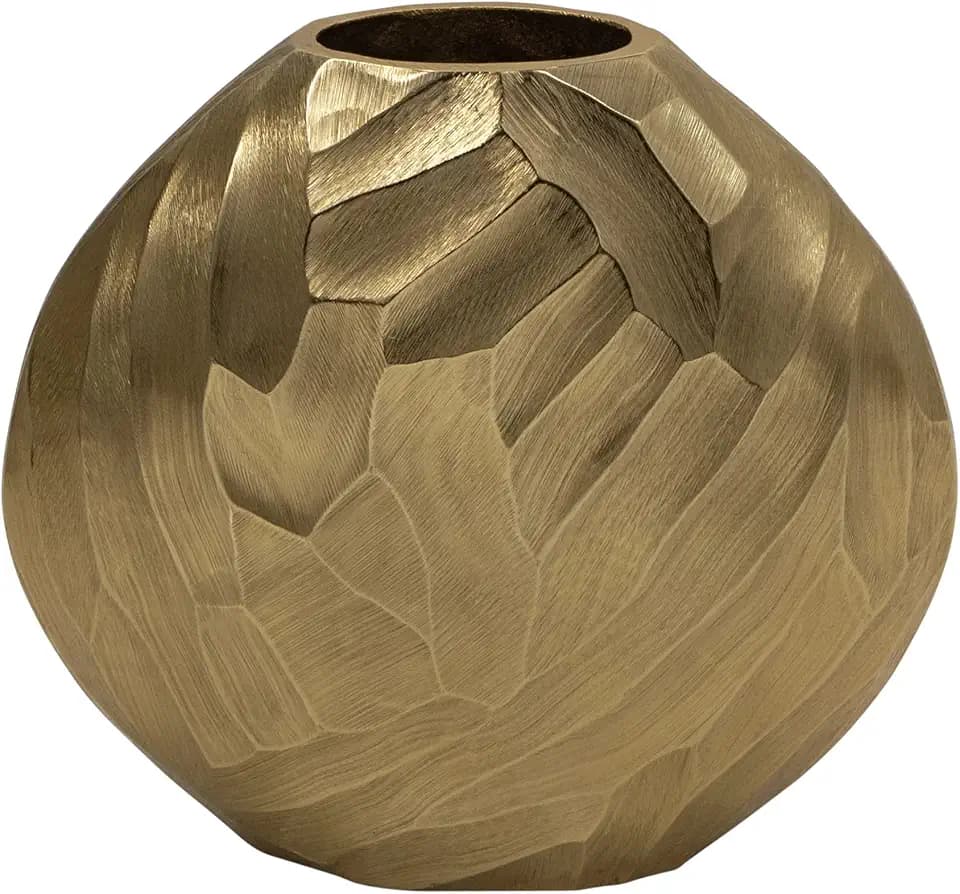 Flower Vase for Home Decor – Modern Hammered Metal Accent, Decorative Centerpiece for Floral Arrangements on Dining Table, Coffee Table, or Office, Stylish Home Accessories – 10", Gold